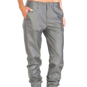 Rag Bone Jeans Gray Lamb Leather mid rise Jogger pants sz 27